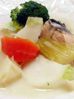 サーモンと野菜の豆乳スープ-レシピのメイン写真