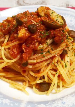 キノコとツナのトマトパスタ-レシピのメイン写真