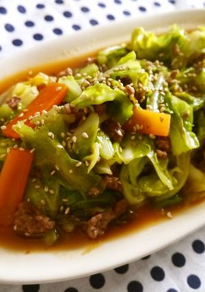 キャベツとひき肉のこってりピリ辛味噌炒め-レシピのメイン写真