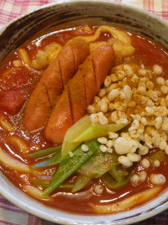 おひとりさまのカレートマトうどん-レシピのメイン写真