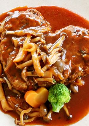 バレンタイン！ハートのひじきハンバーグ-レシピのメイン写真