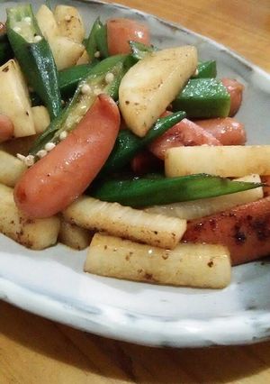 山芋とオクラのウインナー炒め-レシピのメイン写真