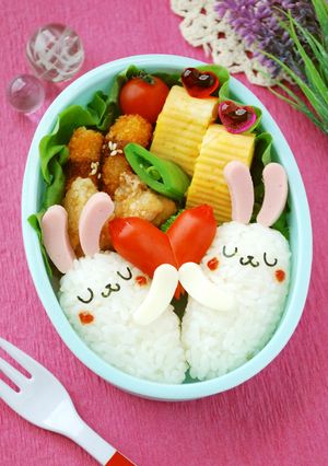 バレンタインキャラ弁！ハートのうさぎ-レシピのメイン写真
