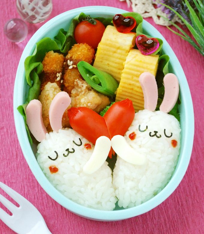バレンタインキャラ弁！ハートのうさぎ-レシピのメイン写真