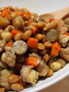 残った節分豆で♡鶏軟骨と根菜の甘辛炒め煮-レシピのメイン写真