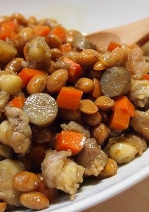 残った節分豆で♡鶏軟骨と根菜の甘辛炒め煮-レシピのメイン写真