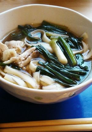鶏肉のスープで鳥南蛮うどん-レシピのメイン写真
