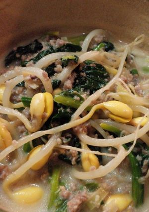 大豆モヤシとほうれん草の♪坦々豆乳汁-レシピのメイン写真