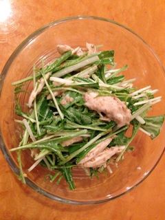簡単☆ささみと水菜のマヨ胡麻和え-レシピのメイン写真