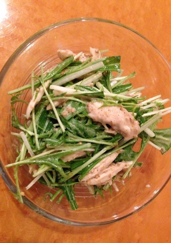 簡単☆ささみと水菜のマヨ胡麻和え-レシピのメイン写真