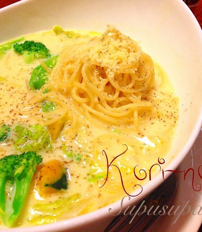 327kcal♡絶品！豆乳みそスープスパ-レシピのメイン写真