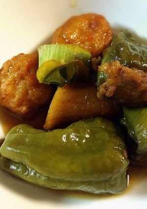 ピーマンの肉詰めとさつま揚げ-レシピのメイン写真