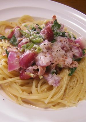 ピンク色♪ラディッシュのクリームパスタ-レシピのメイン写真