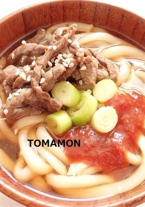 元気が出る✿とまモンピューレかけ肉うどん-レシピのメイン写真