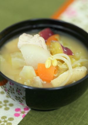 根菜類と豆もやしの酒粕で作る豚汁-レシピのメイン写真