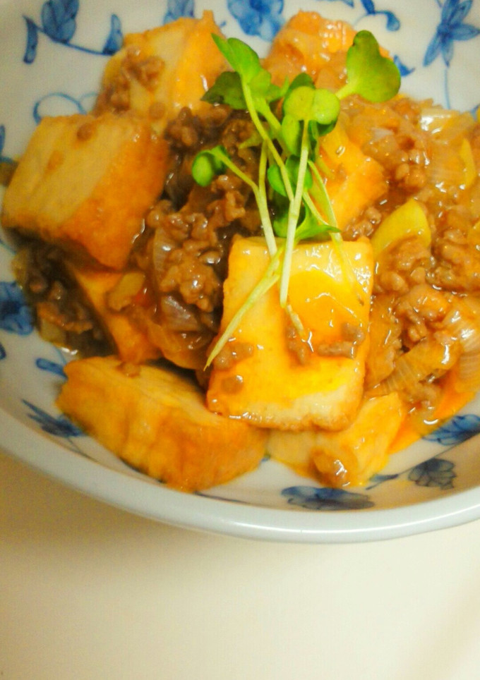 熱々とろ～り♪厚揚げと豚挽き肉の炒めもの-レシピのメイン写真