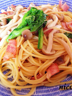 菜の花とココナッツオイルの和風パスタ-レシピのメイン写真