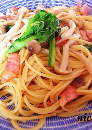 菜の花とココナッツオイルの和風パスタ-レシピのメイン写真