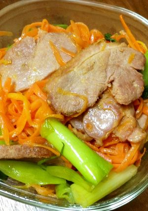 栄養満点☆鴨肉の人参&ネギ炒め♪-レシピのメイン写真