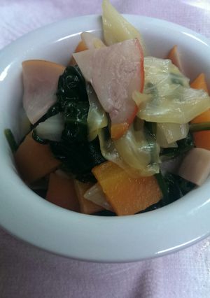 ほうれん草とキャベツとハムの煮ひたし-レシピのメイン写真