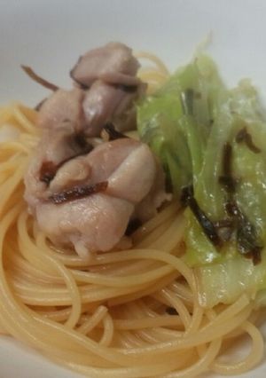 鶏もも肉とキャベツの簡単スパゲティ-レシピのメイン写真