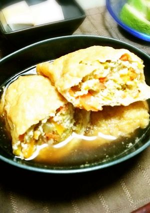 鶏ひき肉と野菜の茶巾煮♡-レシピのメイン写真