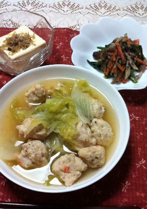 白菜と鶏肉団子のスープ煮の献立２月１１日-レシピのメイン写真