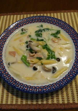 鍋1つ!菜の花*クリームスープパスタ♪-レシピのメイン写真