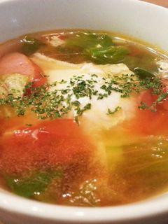 温玉とトマトとレタスのシャキシャキスープ-レシピのメイン写真