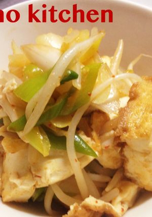 節約、もやしと厚揚げの豆板醤炒め-レシピのメイン写真