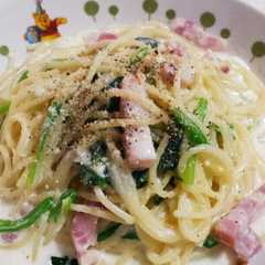 รูปของ 簡単♪ほうれん草のクリームパスタ♡