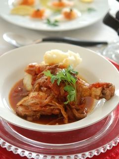 骨付き鶏のバルサミコとトマトの赤ワイン煮-レシピのメイン写真