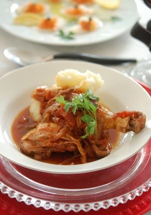 骨付き鶏のバルサミコとトマトの赤ワイン煮-レシピのメイン写真