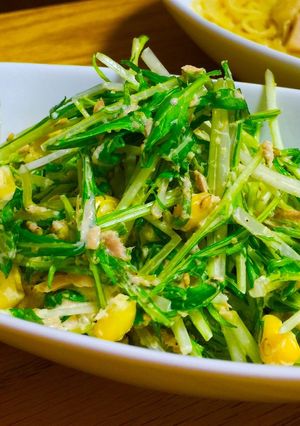 シャキシャキ水菜とコーンのごまツナサラダ-レシピのメイン写真