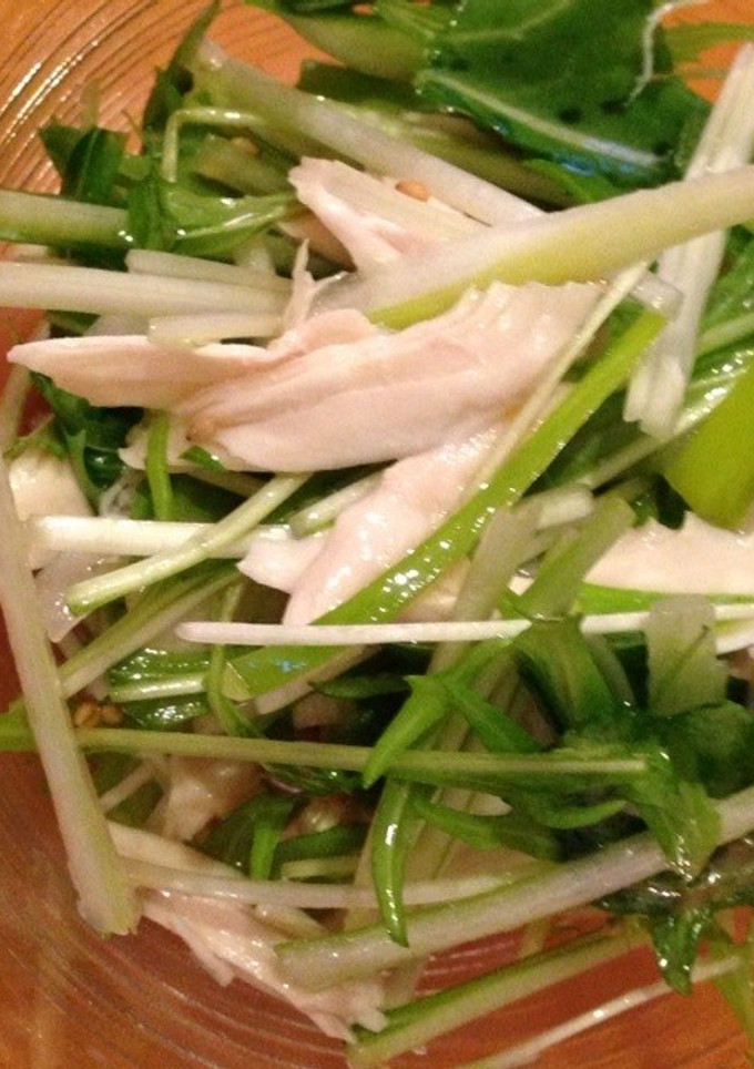 塩とごま油だけ☆ささみと水菜のナムル-レシピのメイン写真