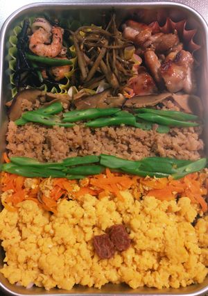 花粉症対策！野球少年のたまごそぼろ弁当！-レシピのメイン写真