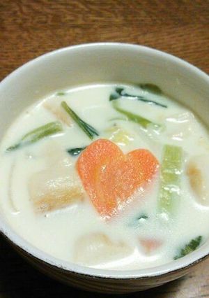お麸と小松菜のミルクスープ-レシピのメイン写真