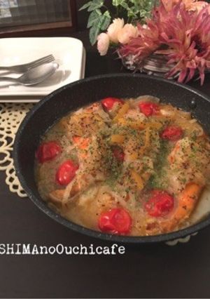 鮭の塩レモン蒸し＆〆はパスタで！-レシピのメイン写真