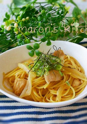 玉ねぎと鶏肉のコンソメバターパスタ-レシピのメイン写真