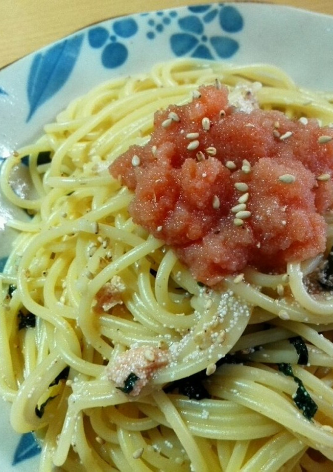 焼きと生の２段構えで!!和風明太子パスタ-レシピのメイン写真