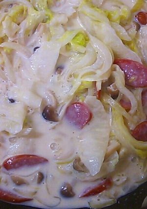 分離しないフライパンで白菜の豆乳鍋♪-レシピのメイン写真
