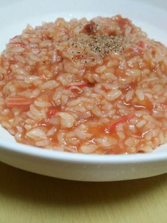 ズボラwカニカマとトマト缶でリゾット♪-レシピのメイン写真