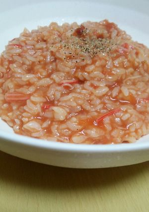 ズボラwカニカマとトマト缶でリゾット♪-レシピのメイン写真
