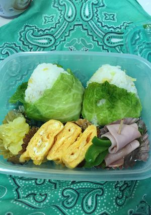 白菜の葉っぱで作り。さっぱりおにぎり-レシピのメイン写真
