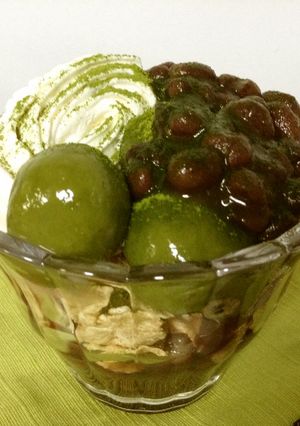 小豆と豆腐抹茶白玉＊和のプチパフェ。-レシピのメイン写真