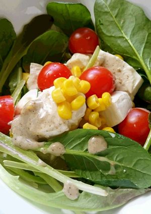包丁いらずの豆腐サラダ～ｗごま仕立て～-レシピのメイン写真