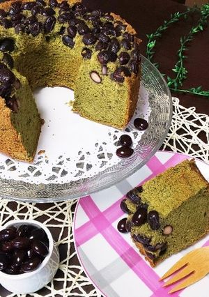 美味♡黒豆と豆乳の抹茶シフォンケーキ★-レシピのメイン写真