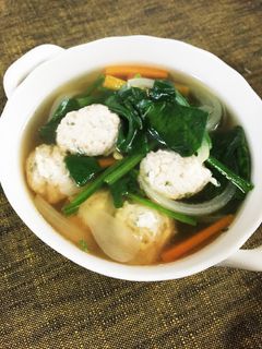 簡単!ほうれん草と鶏団子のスープ-レシピのメイン写真