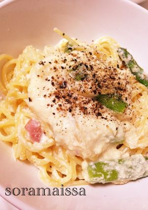 充填豆腐と味噌でヘルシー和風カルボナーラ-レシピのメイン写真