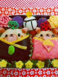 キャラ弁 ☆くまちゃん ひな祭り-レシピのメイン写真
